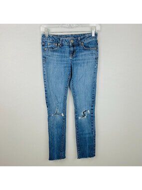 Aeropostale Bayla Skinny Womens Juniors Destroyed Raw Hem Jeans 25.5 X 28